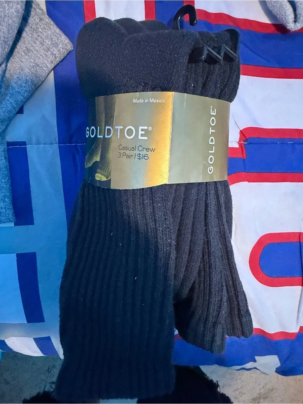 Gold Toe Black Ribbed Crew Socks - Single Pair
